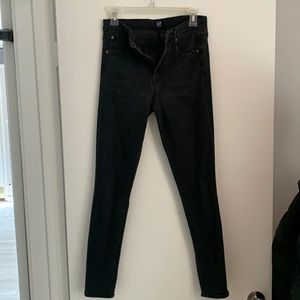 High rise black stretch skinny jeans